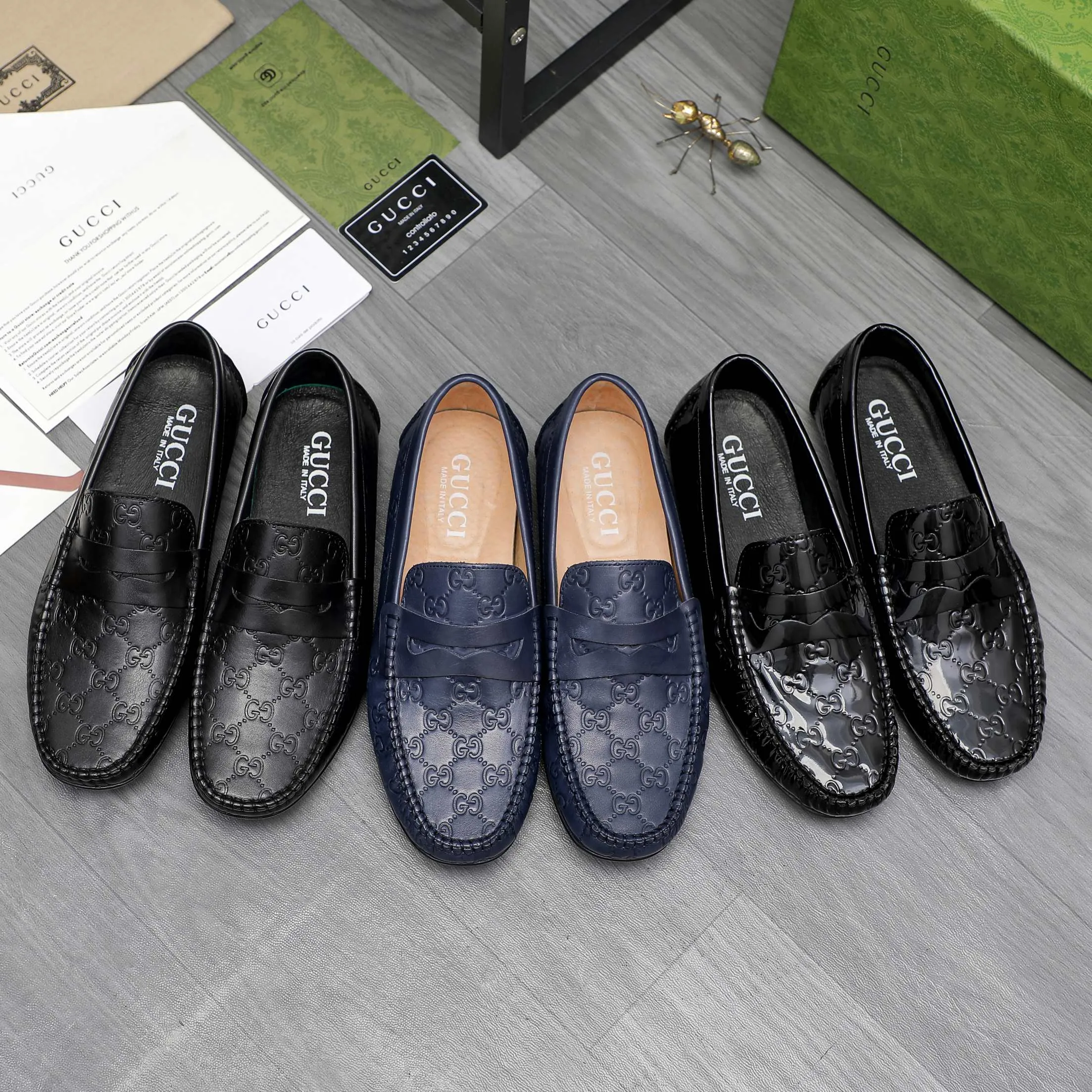 Men's shoes 💰380 Product trademark: GUCCI "Gucci" casual slip-on beanie shoes Regular size: 38-45 (45 is custom-made and non-returnable) Product materials: Selected high-quality embossed cowhide upper, pigskin lining, beanie outsole
